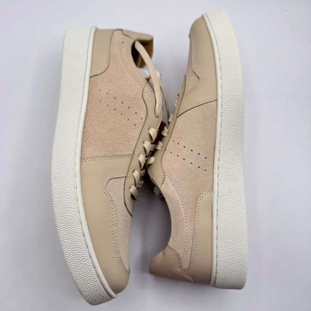 Nisolo Bria Go To‎ Court Sneaker Bone Leather Suede Women's 9 Lace-Up New in Box